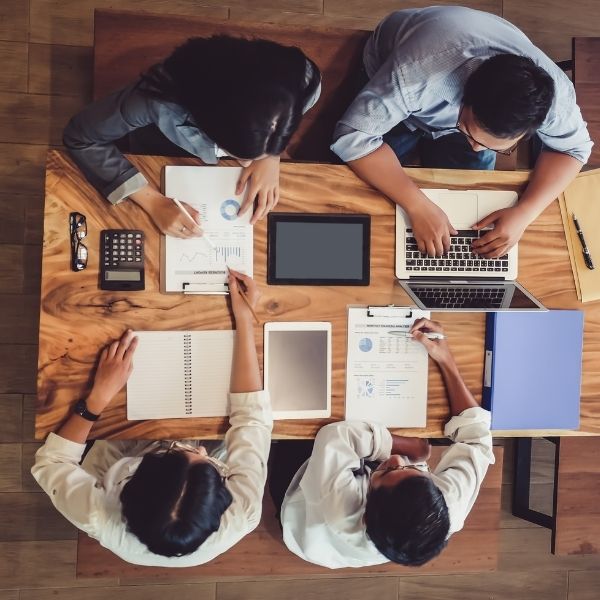 corporate meeting to discuss an event