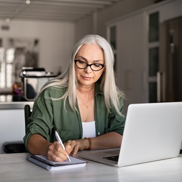 woman doing online research